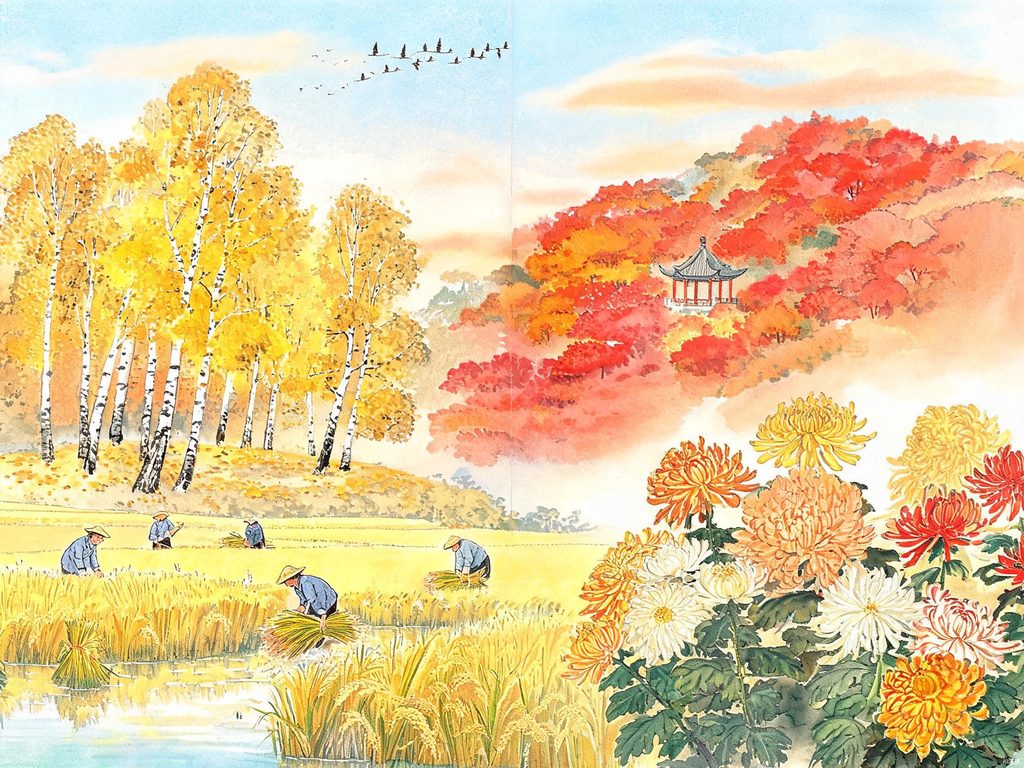郁达夫在北京看秋天的插画