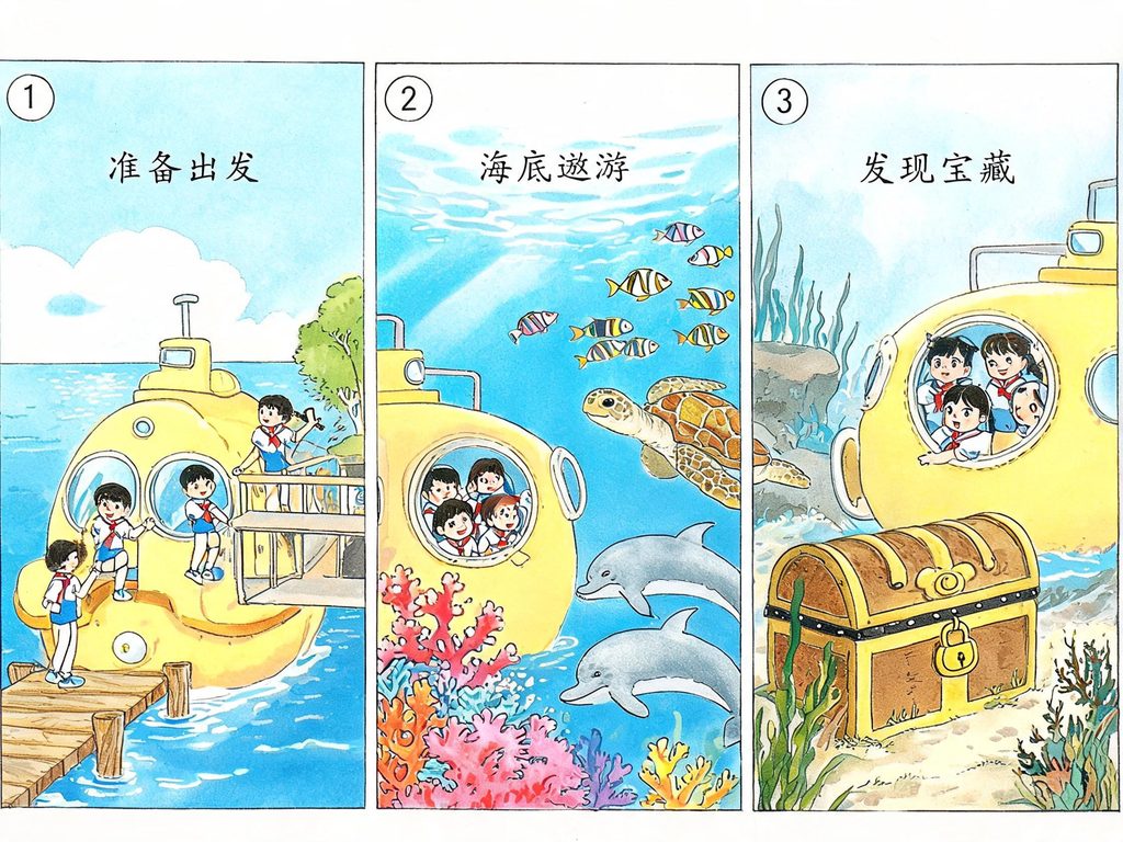 深海探索与潜水器发展插画