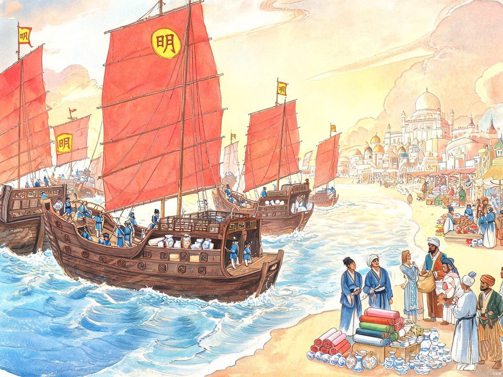深海潜水器与海底生物插画
