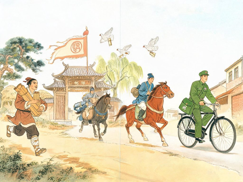 苏武在北海牧羊手持节杖的插画