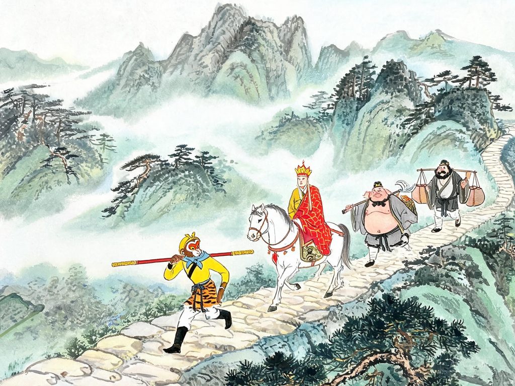 孙悟空学艺与筋斗云速度的连珠故事插画