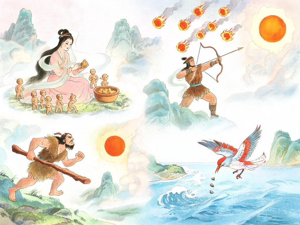 各民族创世神话对比插画