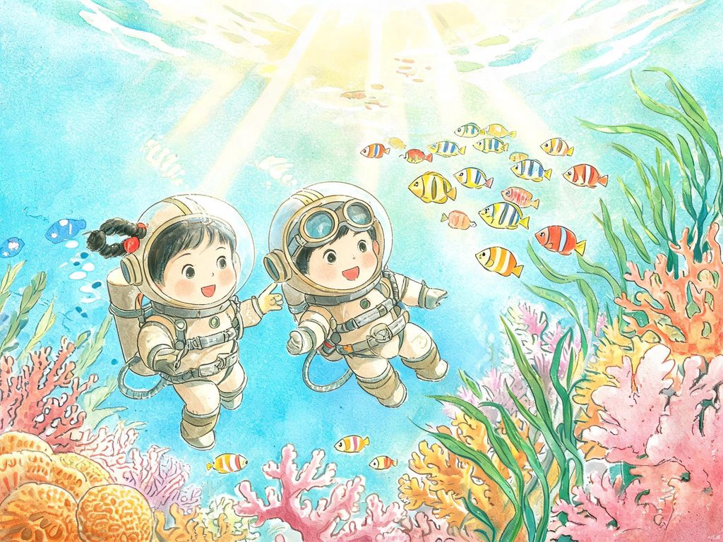 海浪形成原理插画