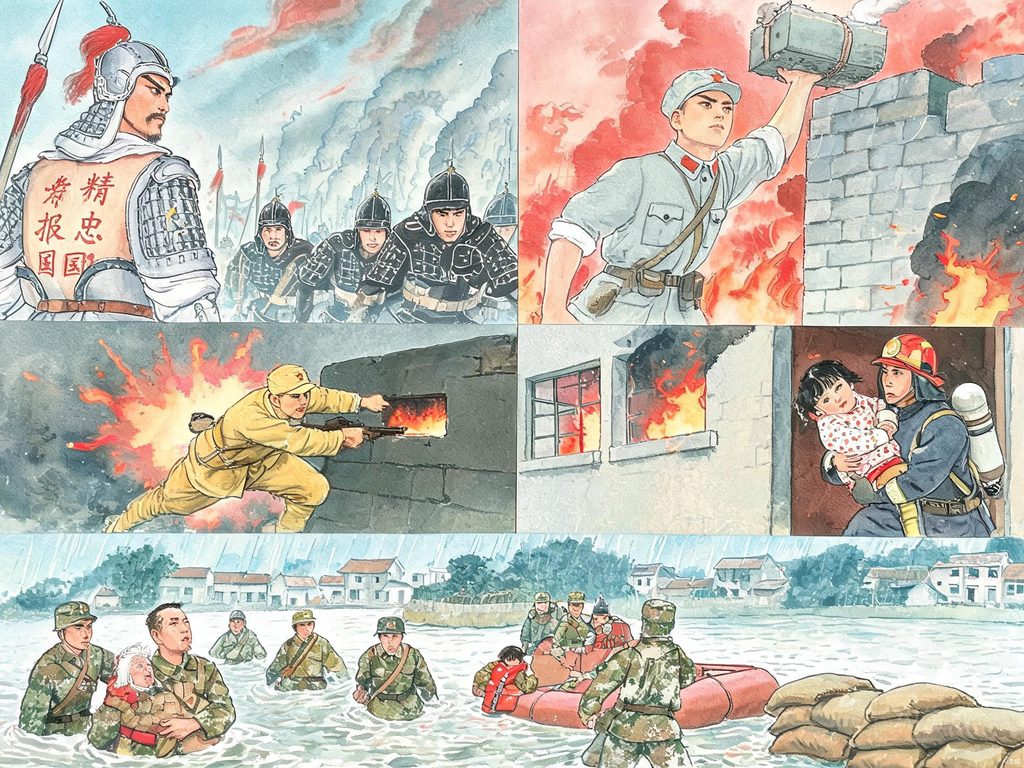 抗日英雄群像插画