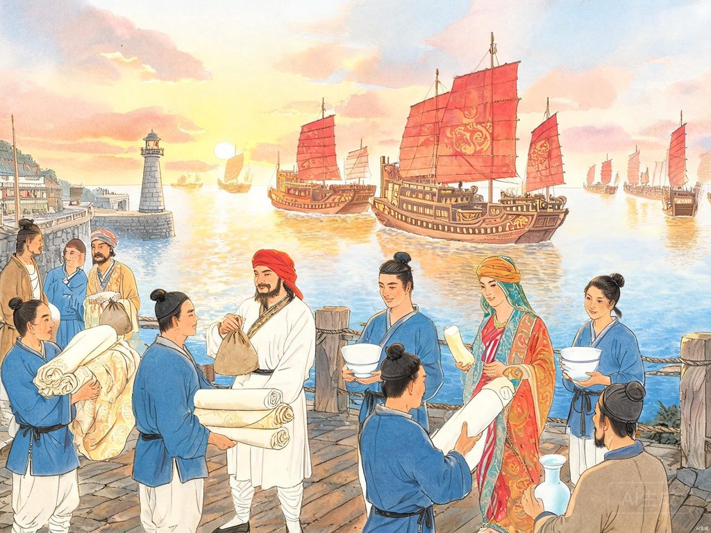 大航海时代帆船远航插画