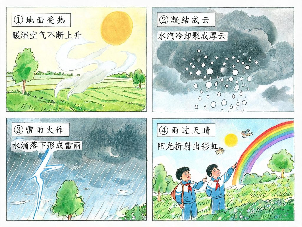 雷电形成过程示意图