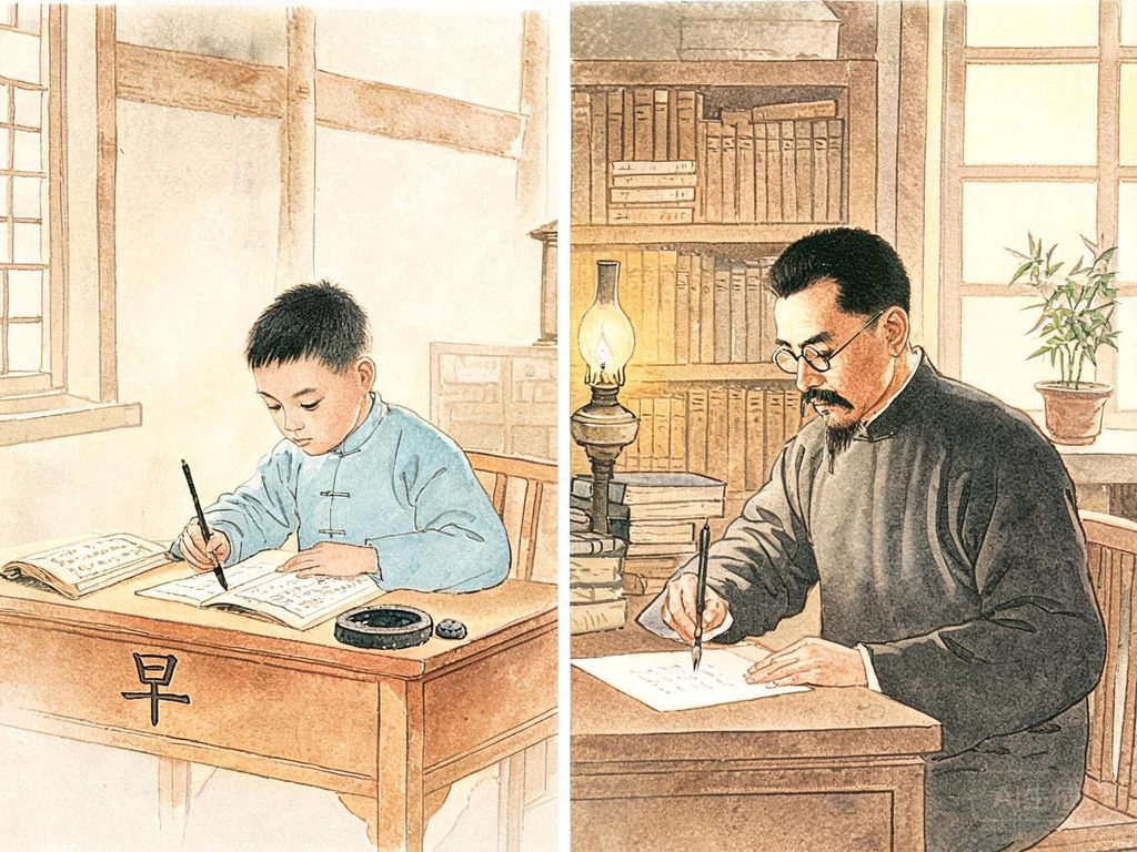 鲁迅弃医从文的人生转折插画