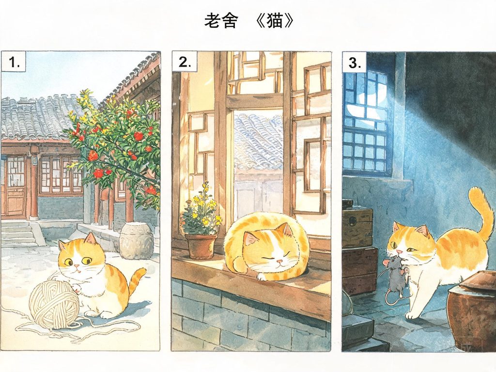 老舍爱写小动物插画