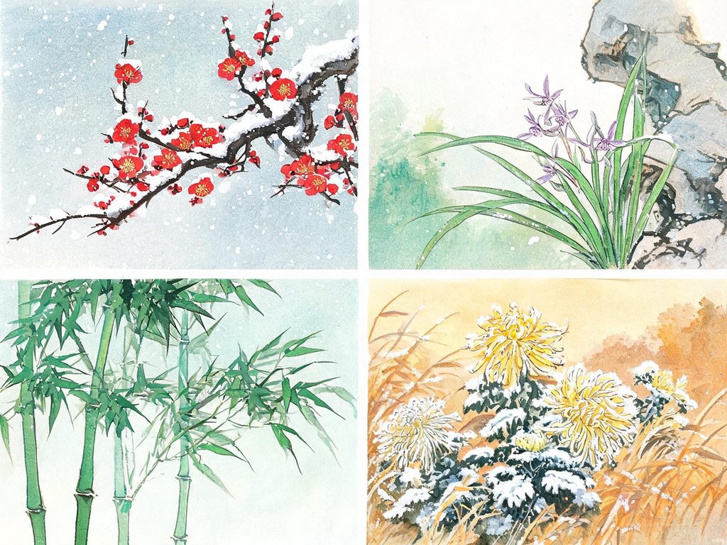 梅花精神连珠插画