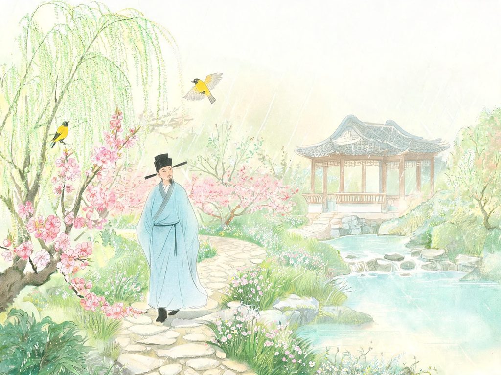 惜春留春连珠插画