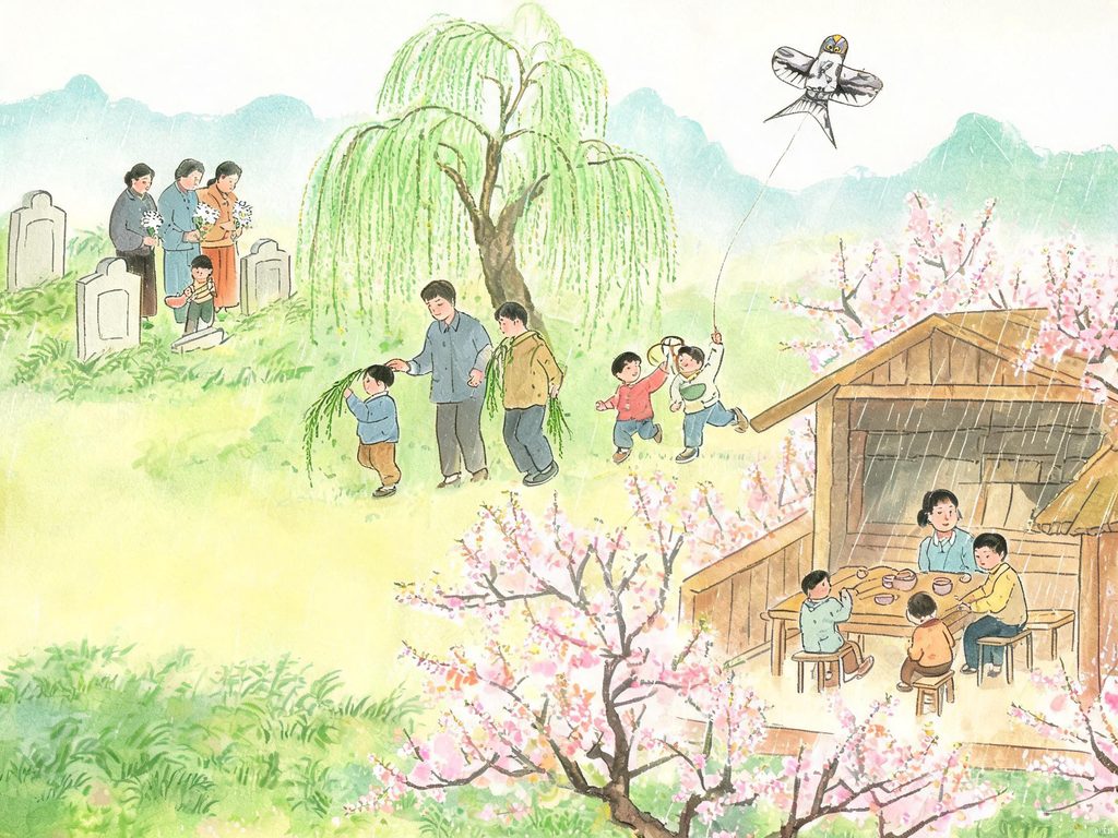 杜牧与清明习俗插画