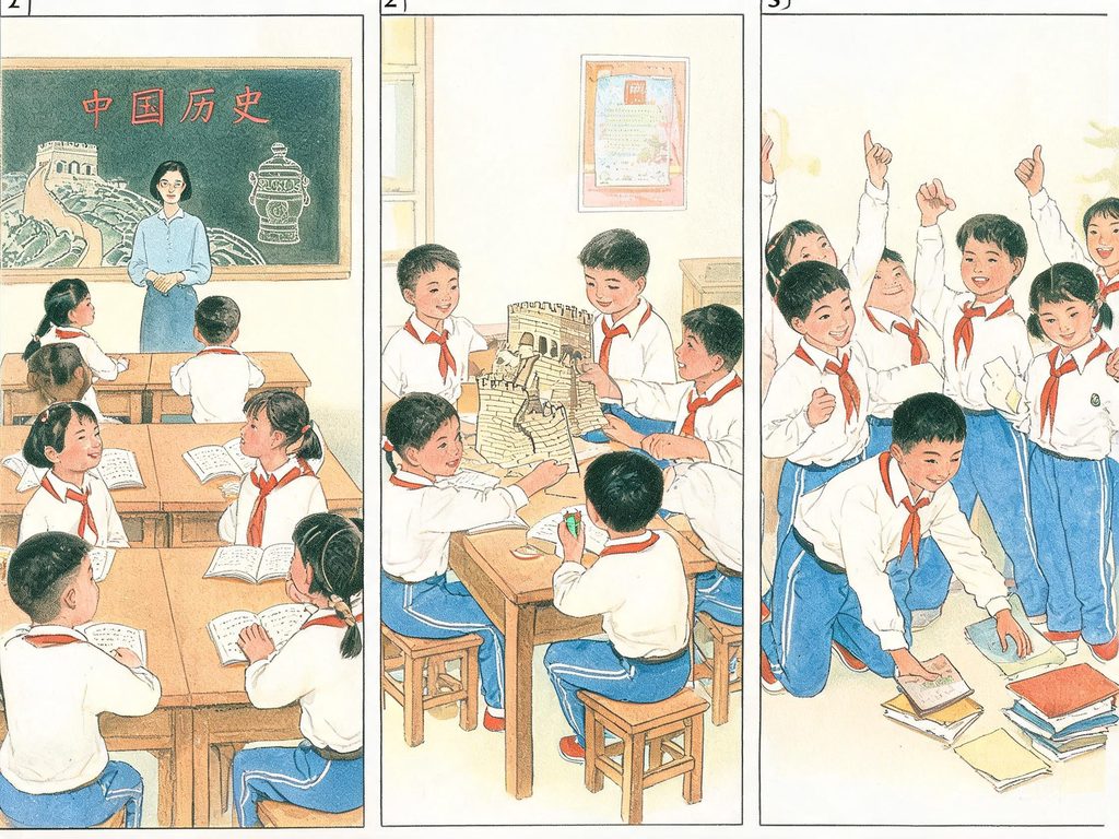 红领巾与红旗一角相连的插画