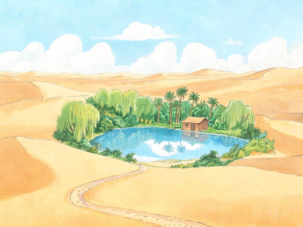 沙漠绿洲的形成插画