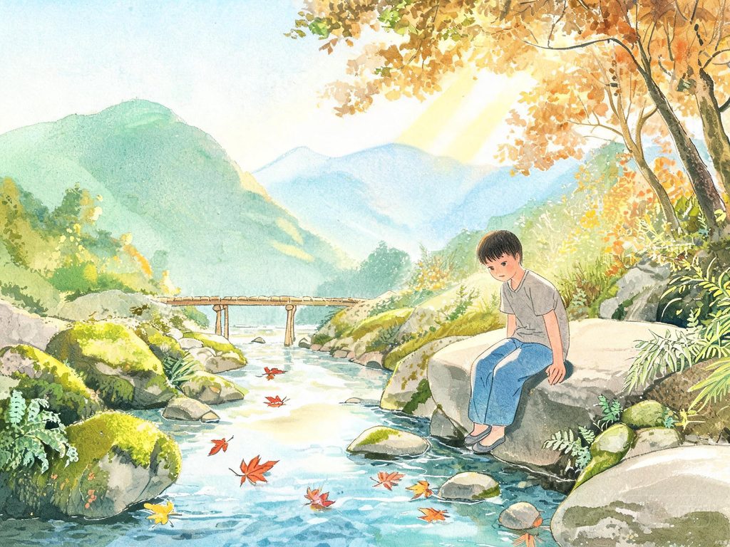 中国山水散文传统插画