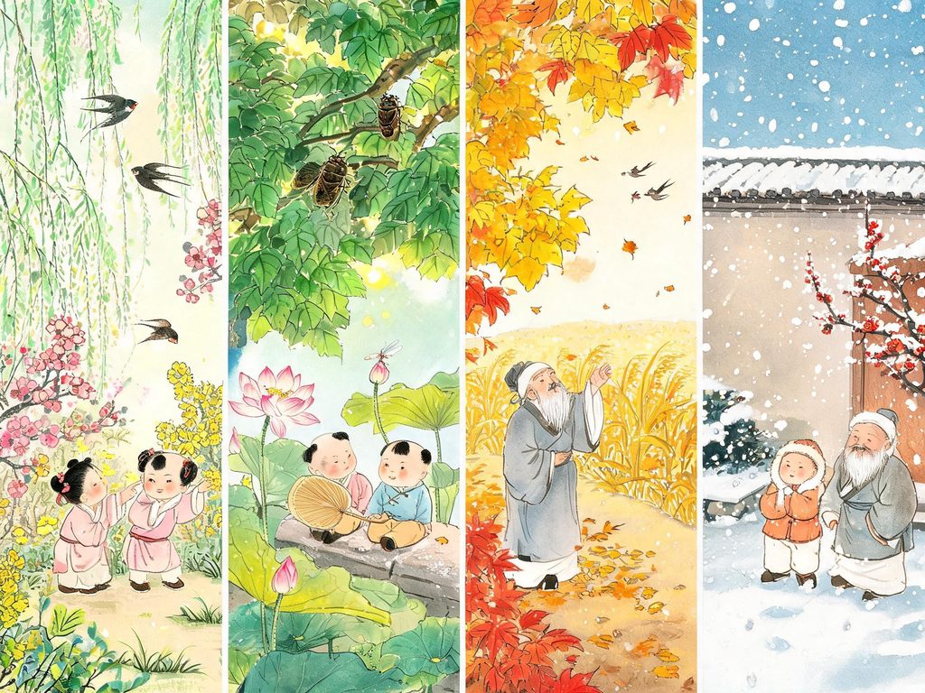 二十四节气与四季关系插画