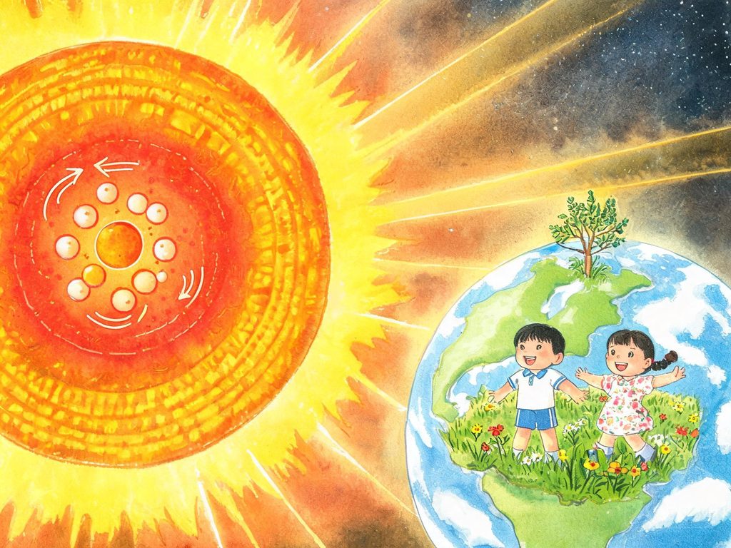 太阳发光发热原理插画