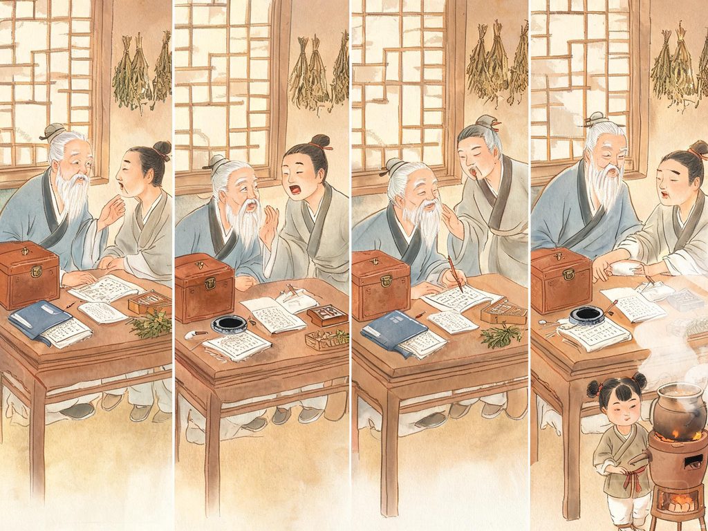 医生根据线索判断的插画