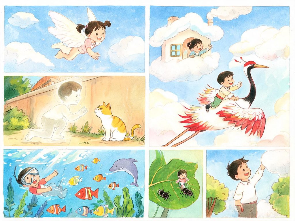 变身故事中各种变形角色插画