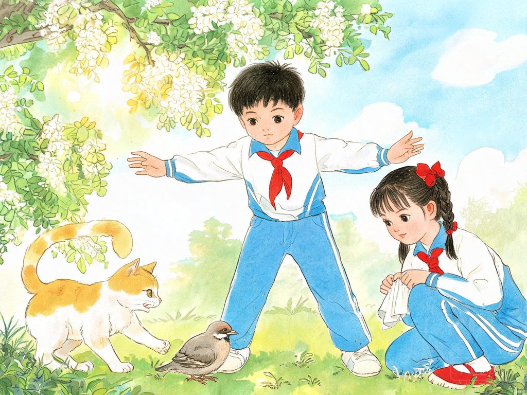 小蚂蚁搬运大食物与大力士插画