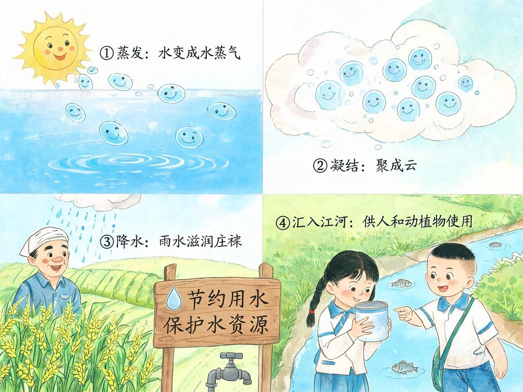 水的三态变化循环示意图
