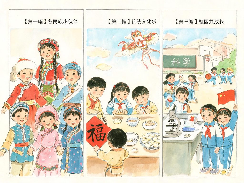 中国五十六个民族人物形象插画