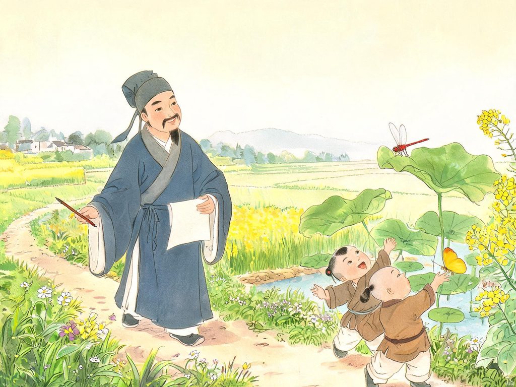 杨万里诚斋体诗风插画