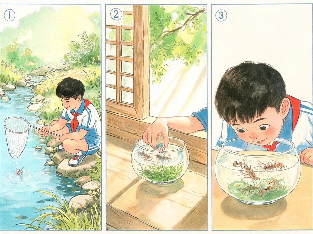 池塘里各种小生命的插画