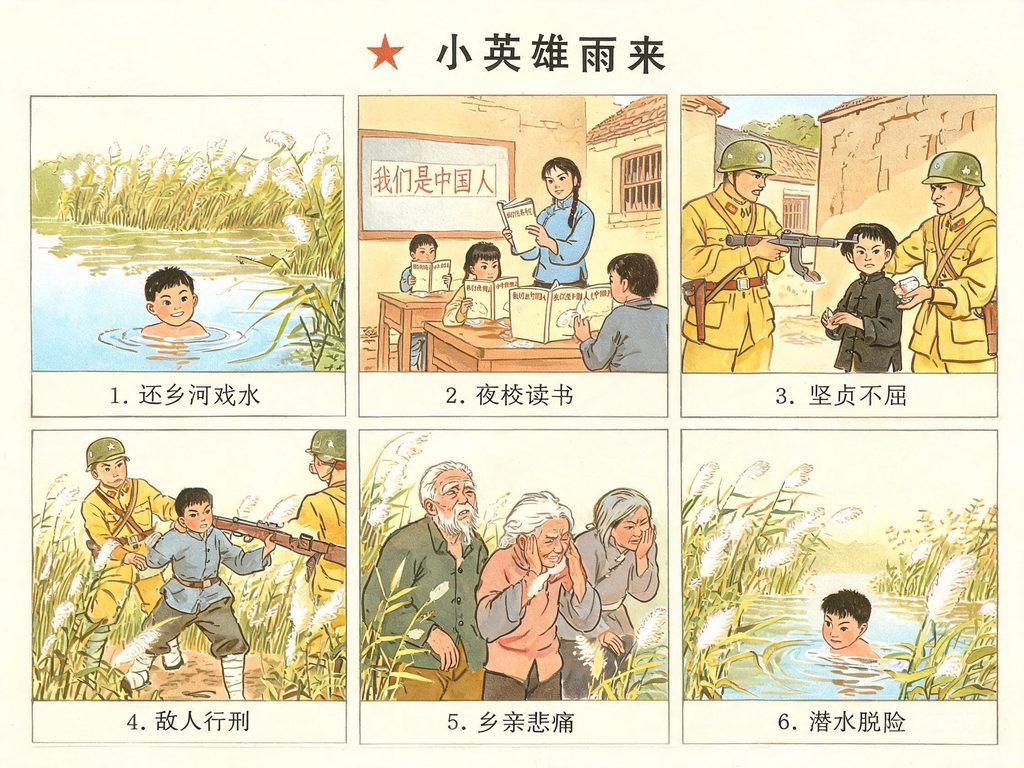 抗日战争少年英雄插画