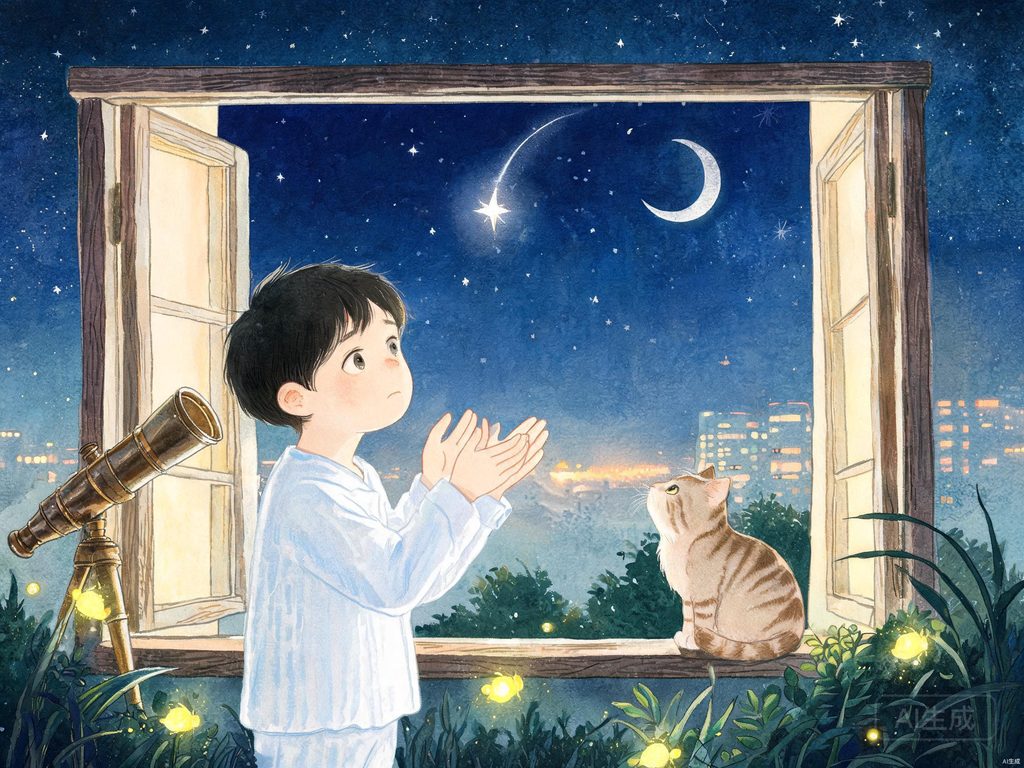 光污染让星星消失插画