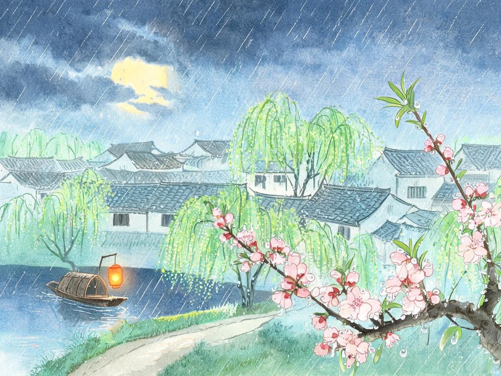 润物无声连珠插画
