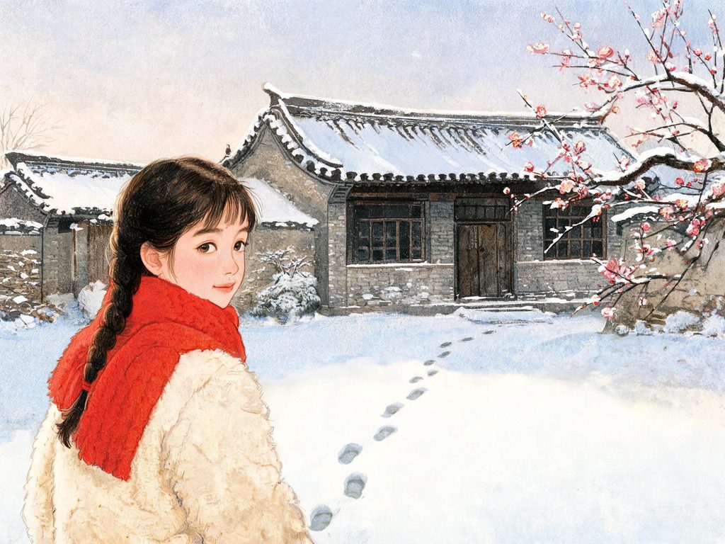 二十四节气中小雪的由来与习俗插画