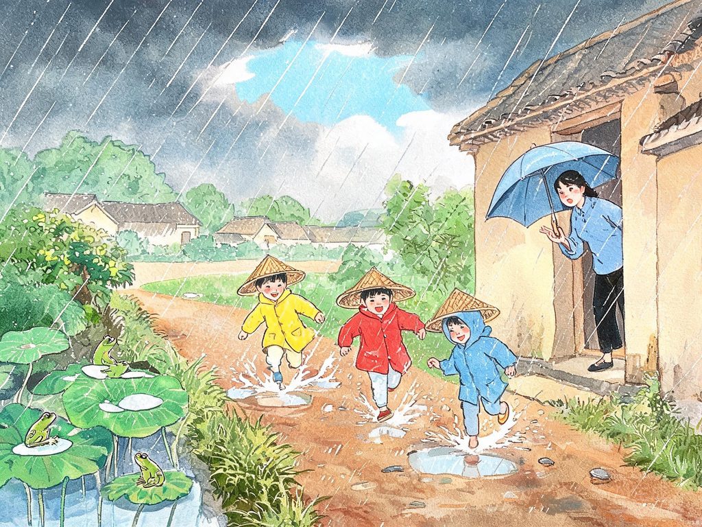 雷雨形成与避雨安全科学故事插画