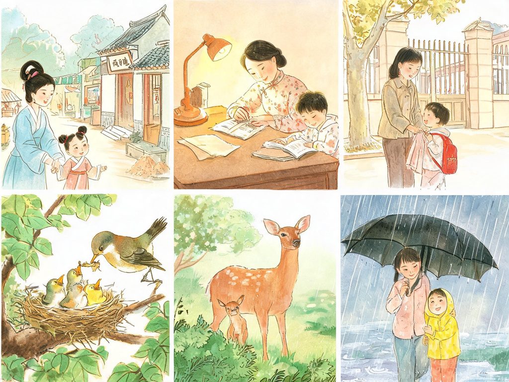 袁隆平在稻田里查看水稻的插画