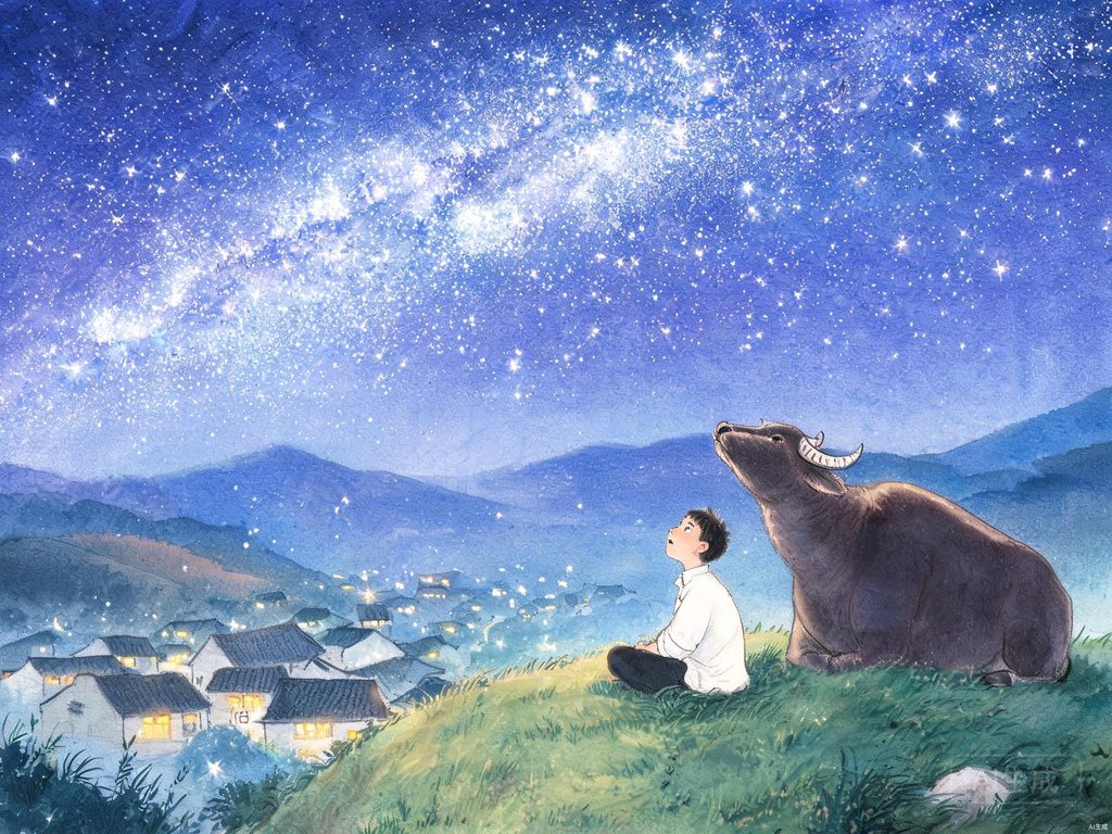 人类测量星空距离的故事插画