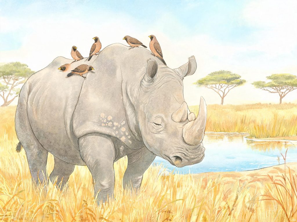 不同动物之间互助共生的关系插画