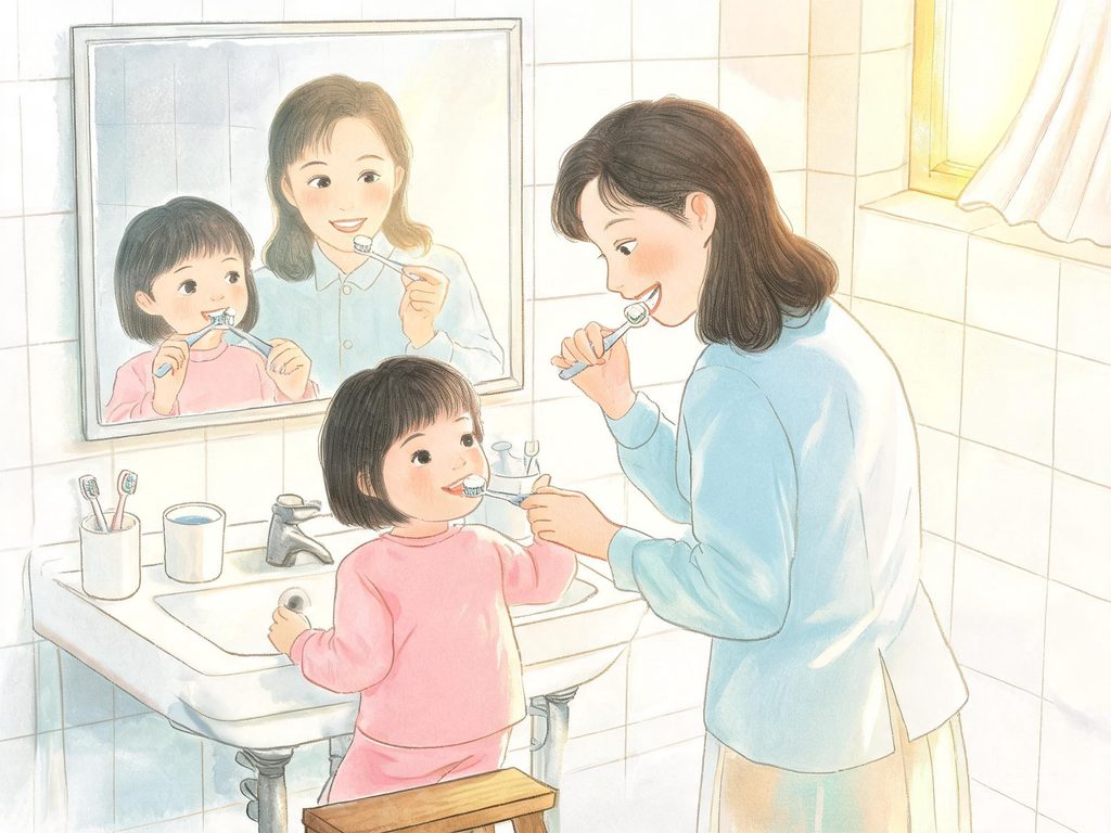 各地换牙民俗与牙齿生长科学的故事插画
