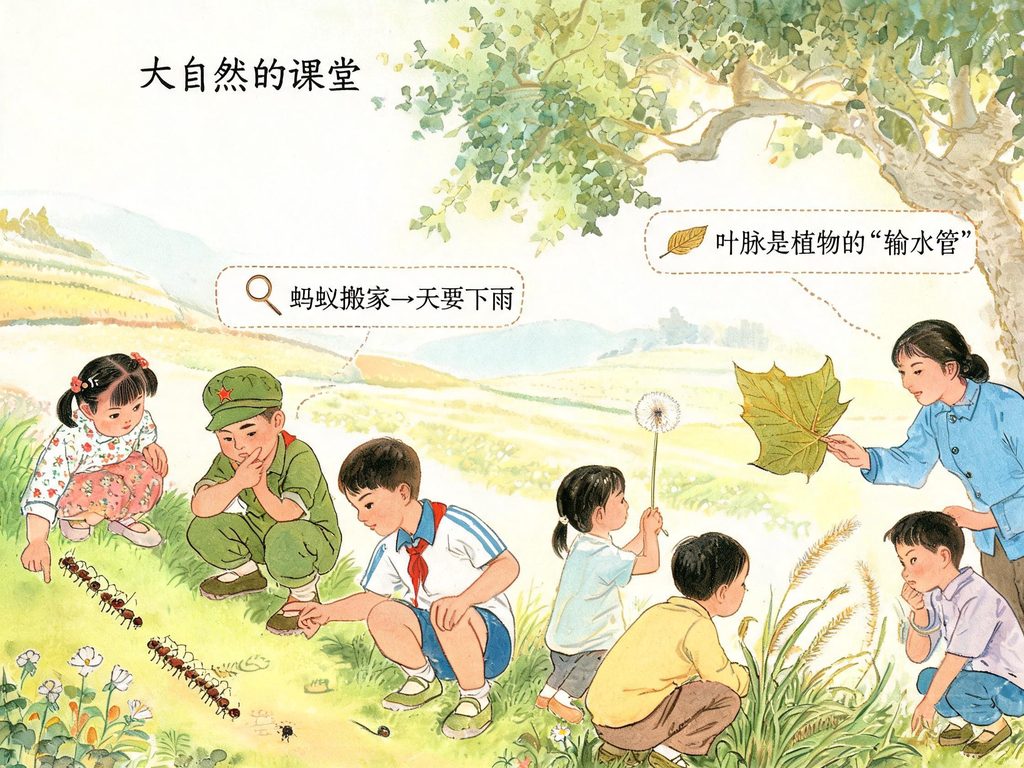 各种天然指南针原理的插画