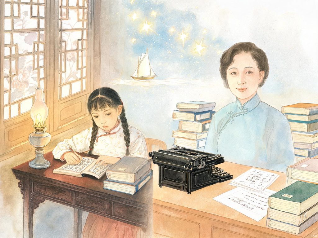 冰心的读书故事插画