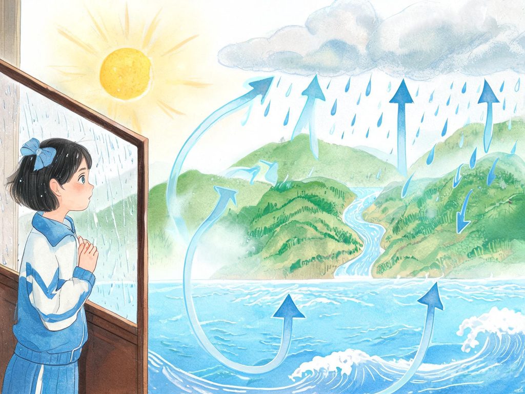 雨水循环与春雨润物原理插画