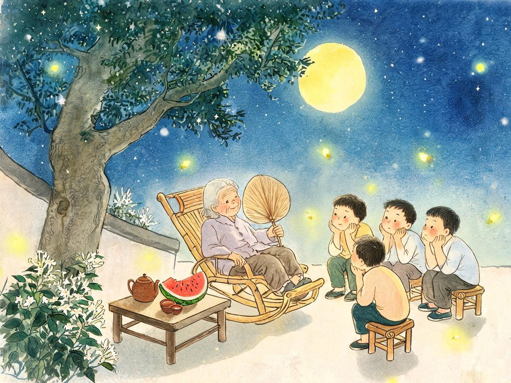 月相变化与古人赏月习俗插画