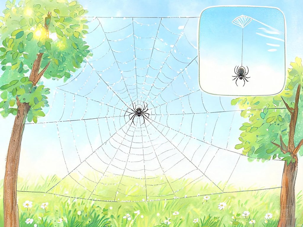 蜘蛛织网过程与结构示意图