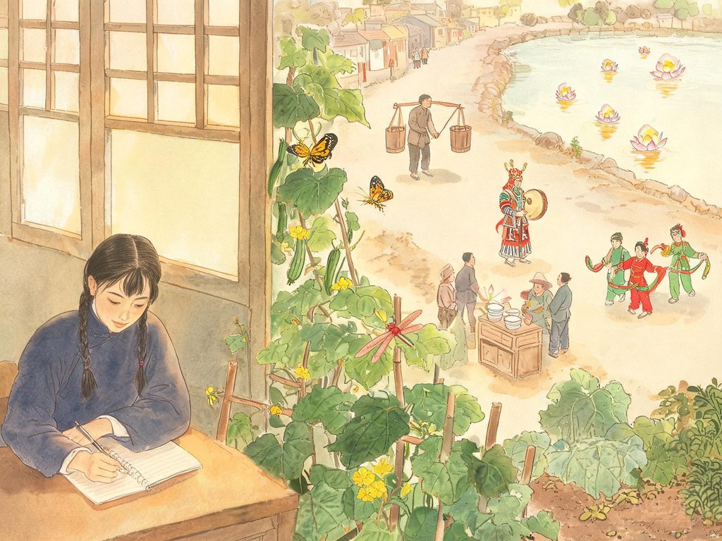 自由童心连珠插画