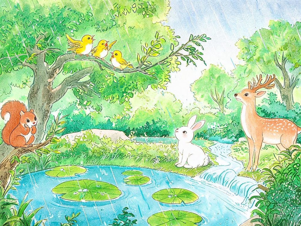 各种动物用不同方式发出声音交流的插画
