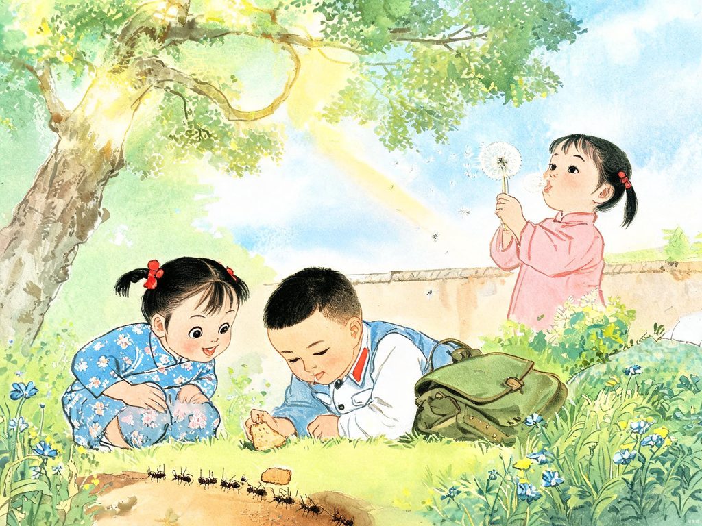 喜鹊筑巢结构和过程的插画