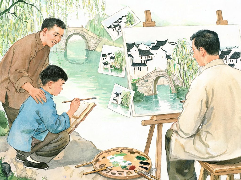 吴冠中的绘画人生插画
