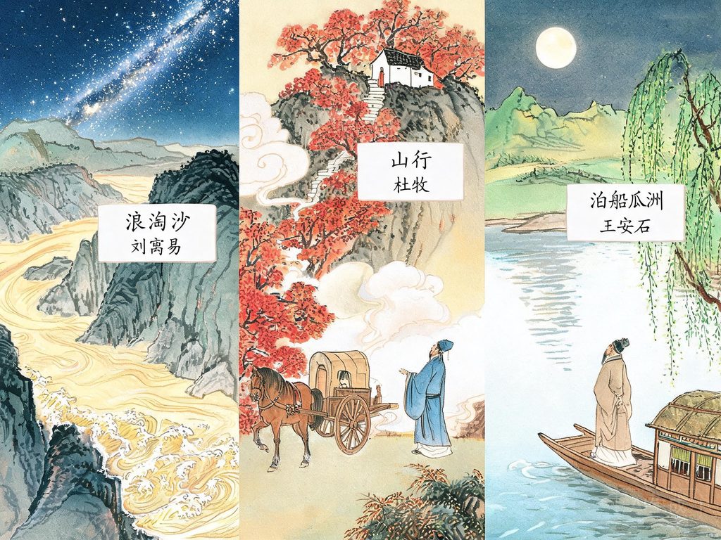 山河入诗连珠插画