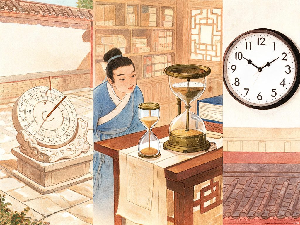 古人计时方法演变的连珠故事插画