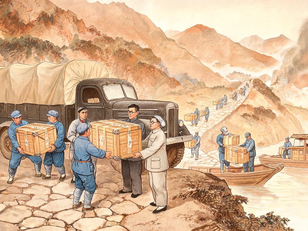 故宫文物南迁插画