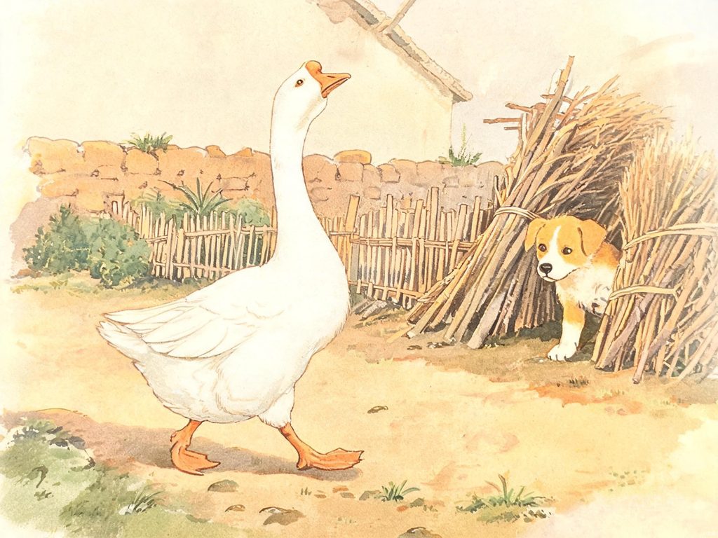 一只白鹅昂首挺胸走路插画