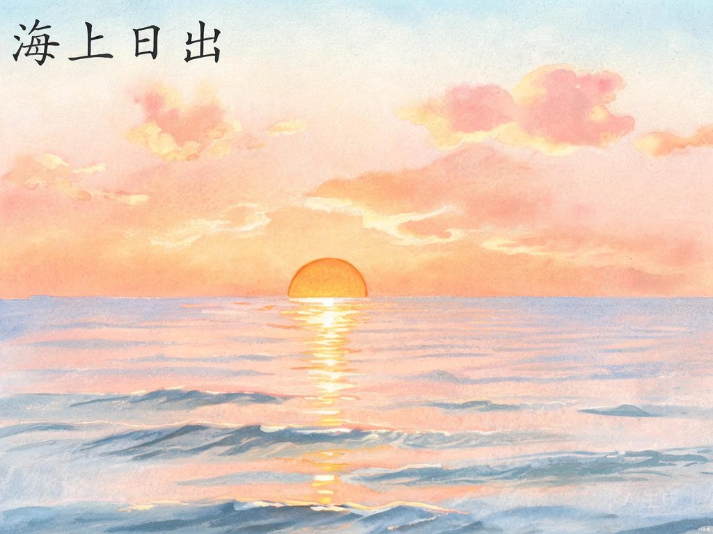海上日出的壮丽景象插画